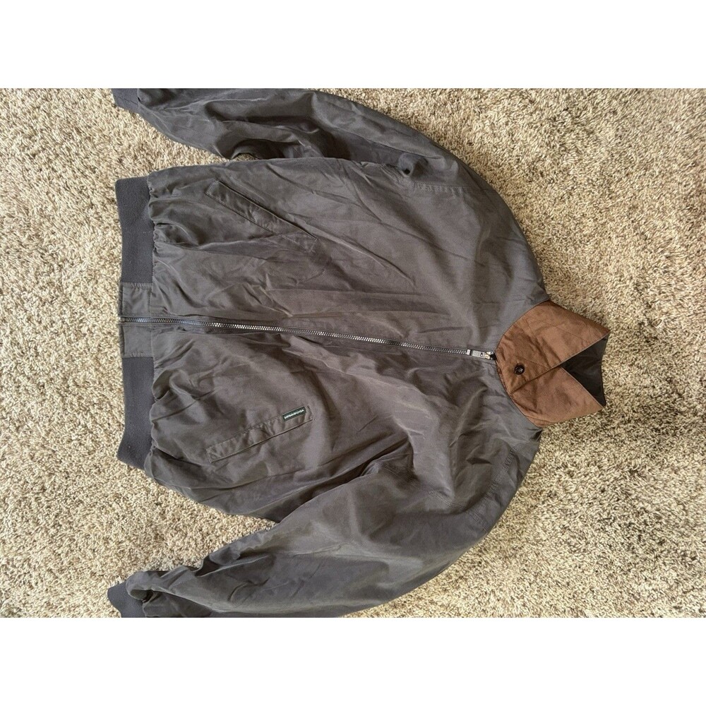 Weatherproof Jacket Mens Size L Full Zip Suede Feel Bomber Tan Zip Pockets Coat
